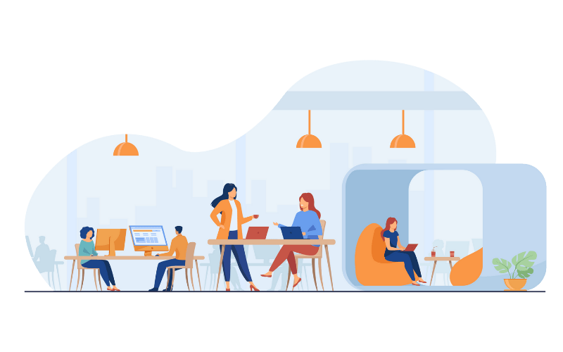 employees working inside office